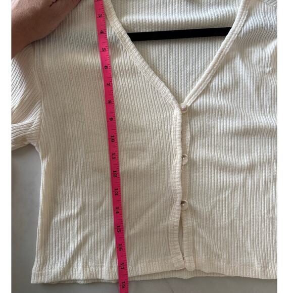 Billabong Lana Pointelle Stitch Button-Up Top size M / ribbed cardigan / sweater - Picture 8 of 8